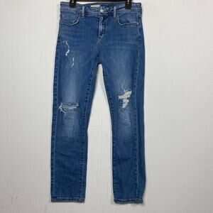 Anthropologie Pilcro Women's Slim Boyfriend Crop Distressed Jeans Size 28